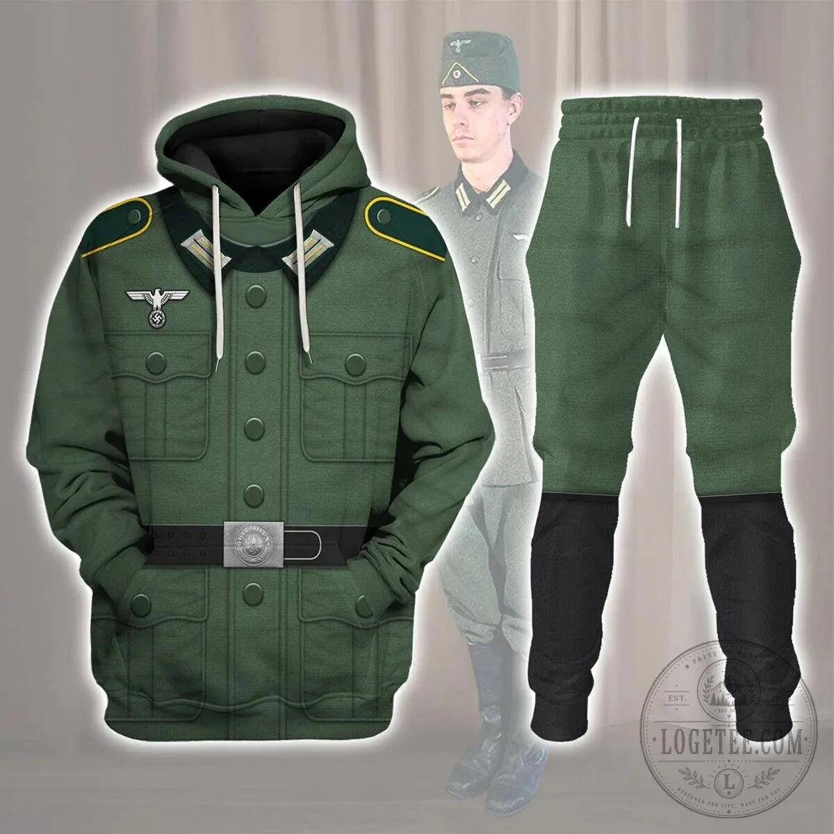 German Army Uniform Pattern Private Soldier Costume Hoodie Sweatshirt Tracksuit