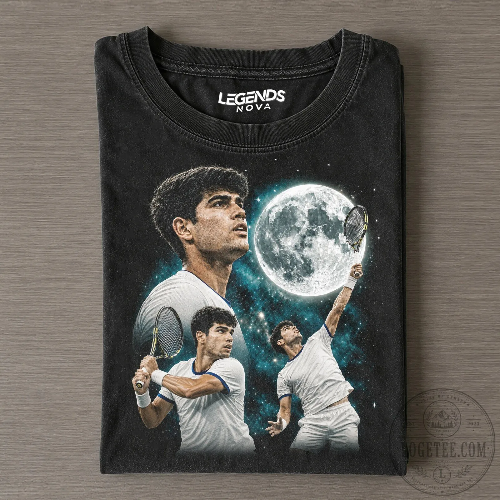 Carlos Alcaraz Tennis Star Graphic Print Black T-Shirt