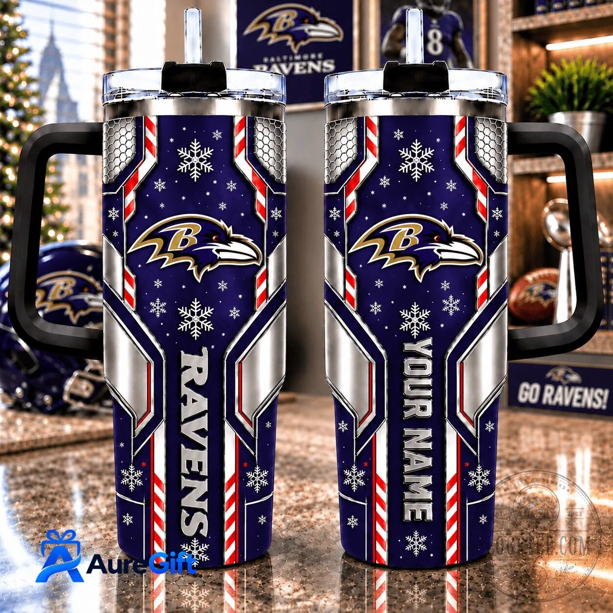 Baltimore Ravens NFL Christmas Personalized Tumbler