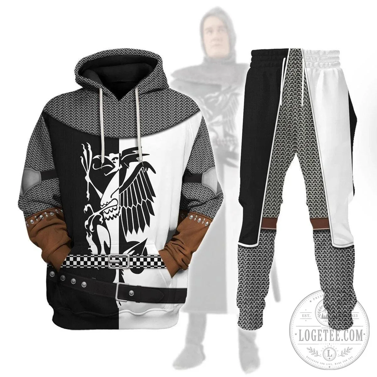 Medieval Knight Templar Chainmail Armor Eagle Design Hoodie Sweatshirt 2 Medieval Knight Templar Chainmail Armor Eagle Design Hoodie Sweatshirt
