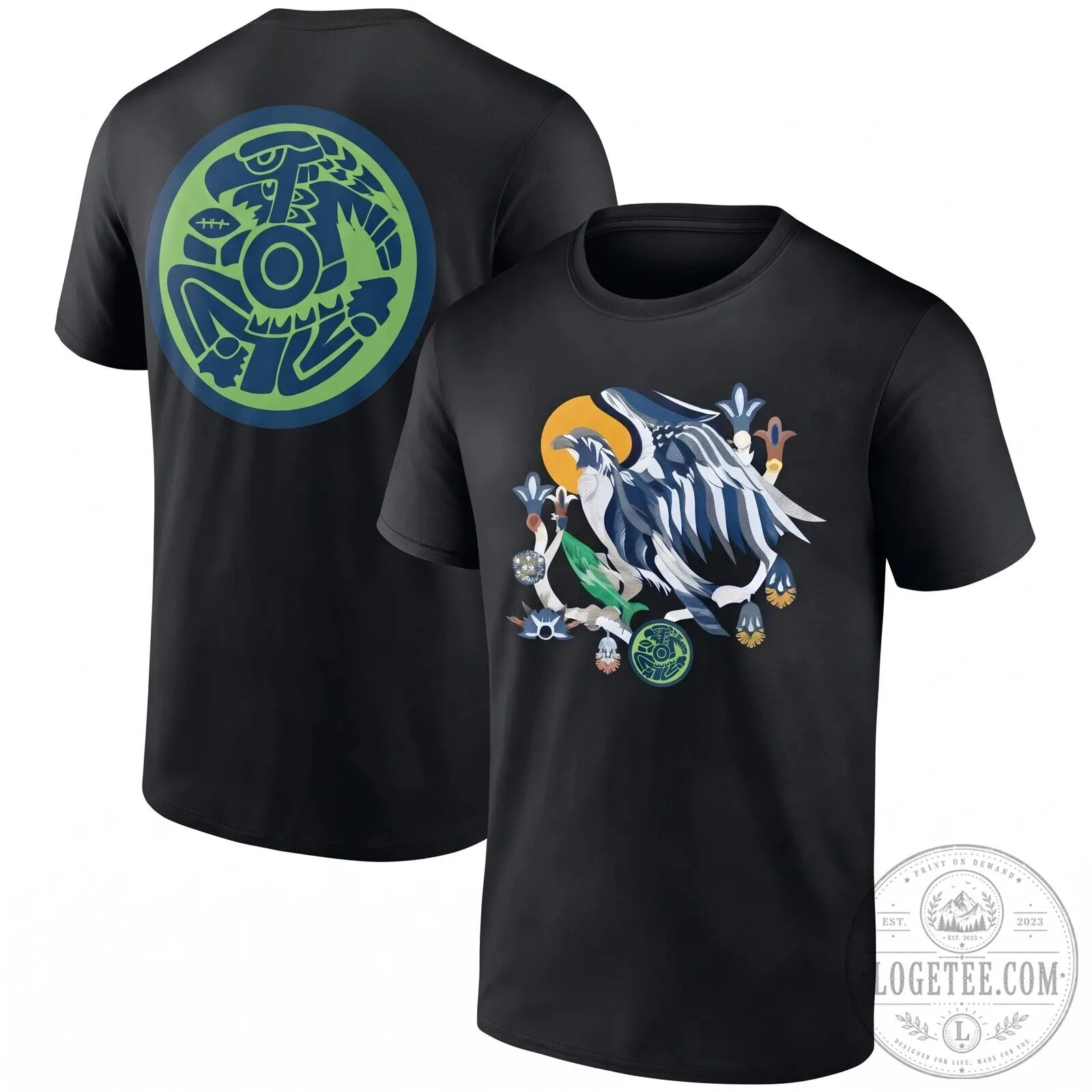 Seattle Seahawks Native Heritage Inspired Black T-Shirt 10 Seattle Seahawks Native Heritage Inspired Black T-Shirt