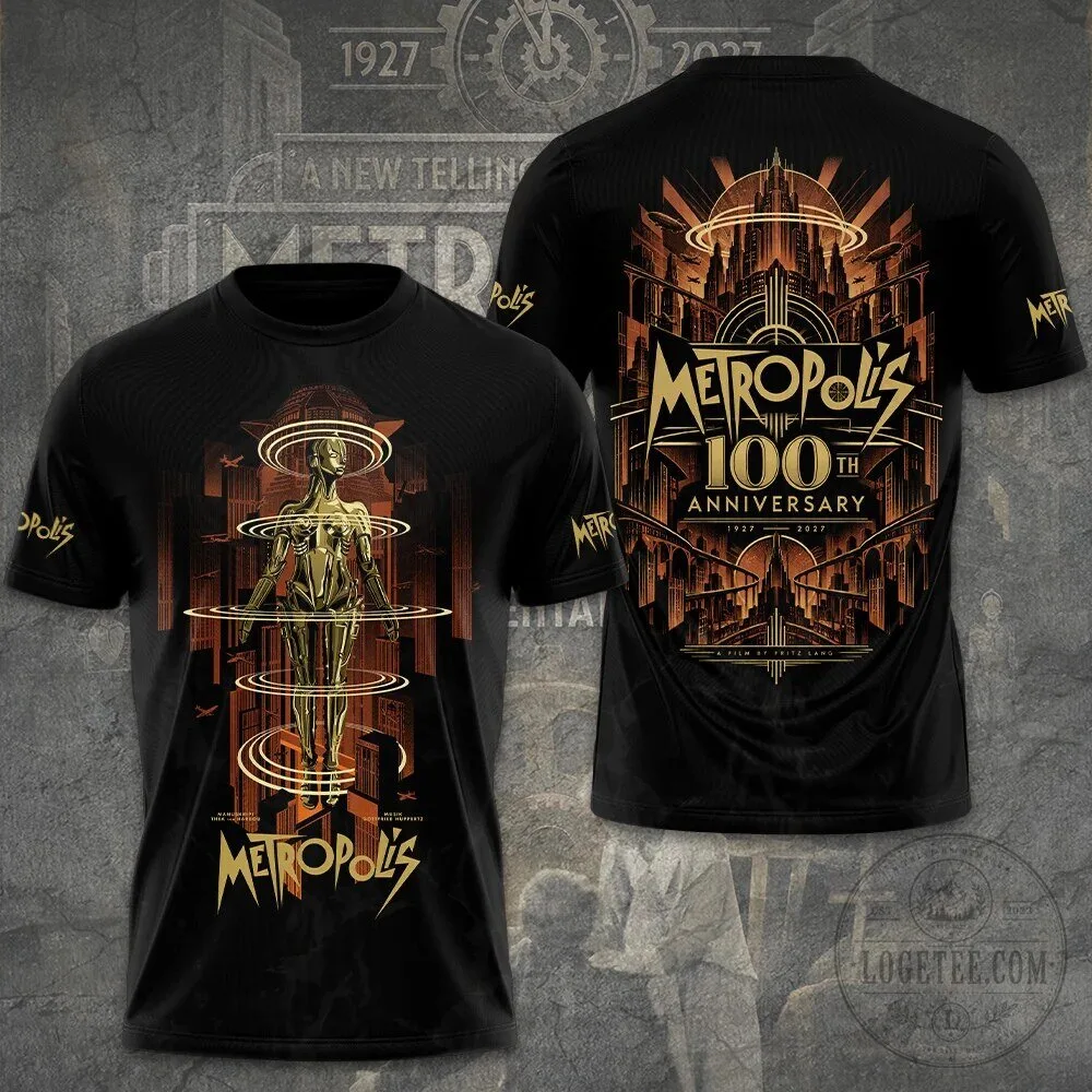 Metropolis 100th Anniversary Movie Poster Art Deco Robot Black T-Shirt