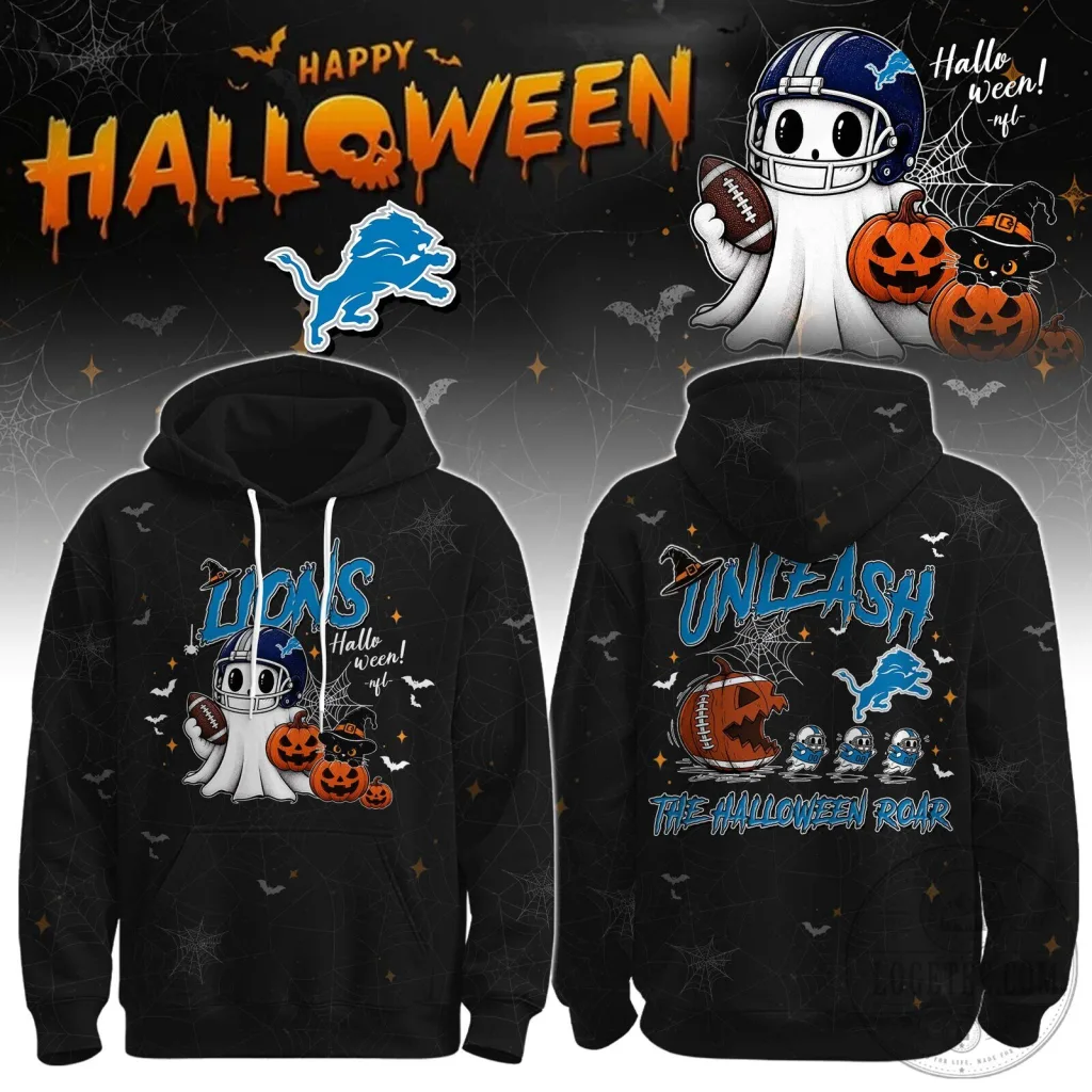 Detroit Lions Halloween Ghost Football Player Graphic Hoodie Detroit Lions Halloween Ghost Football Player Graphic Hoodie