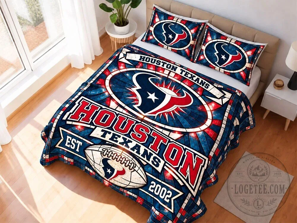 Houston Texans Stained Glass Pattern Bedding Set with Pillow Cases