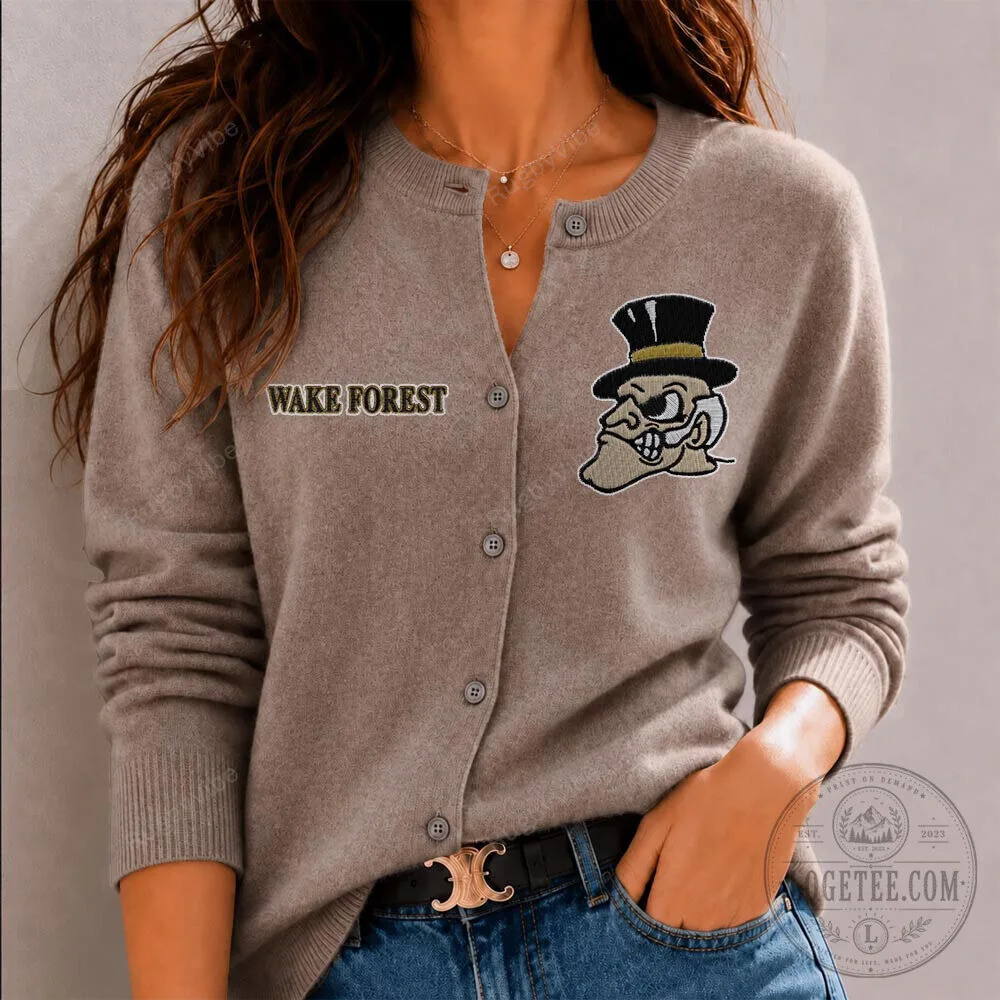 Wake Forest Demon Deacons Embroidered Cardigan Sweater 5 Wake Forest Demon Deacons Embroidered Cardigan Sweater