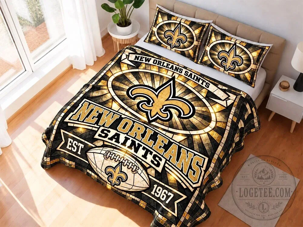 New Orleans Saints Football Team Stained Glass Style Bedding Set