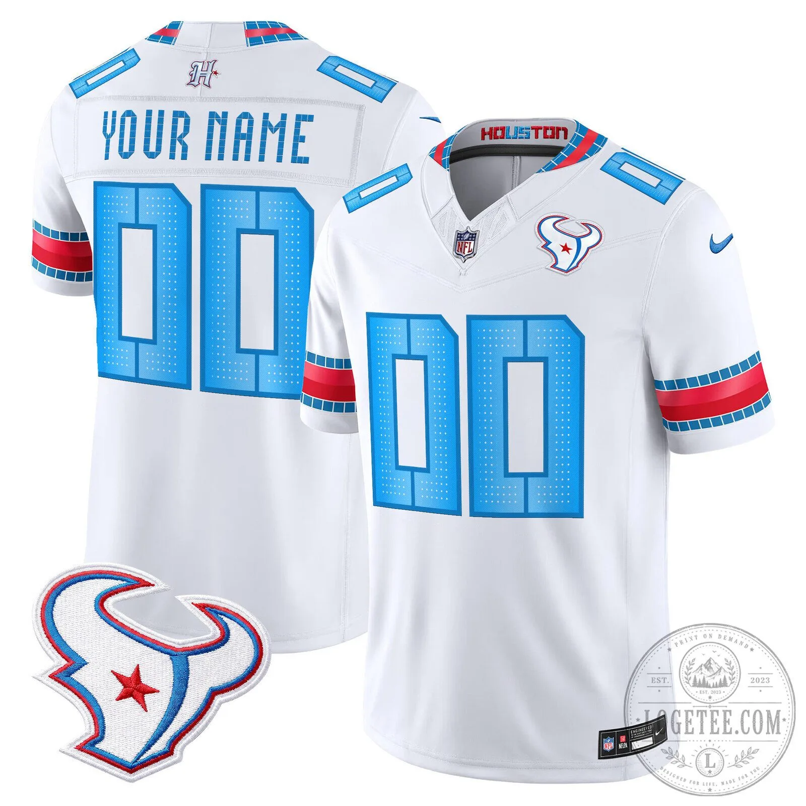 Houston Texans White Custom American Football Jersey