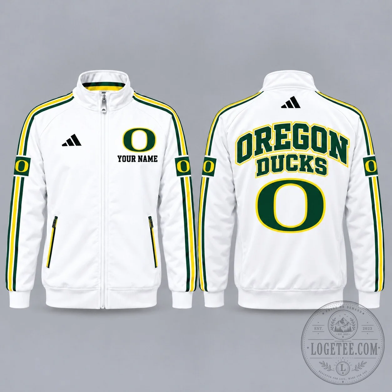 Oregon Ducks NCAA Personalized Full-Zip Casual Jacket 2 Oregon Ducks NCAA Personalized Full-Zip Casual Jacket