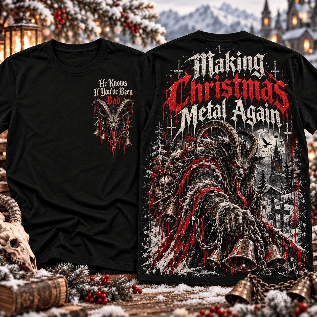 Krampus Making Christmas Metal Again Heavy Metal Holiday T-Shirt