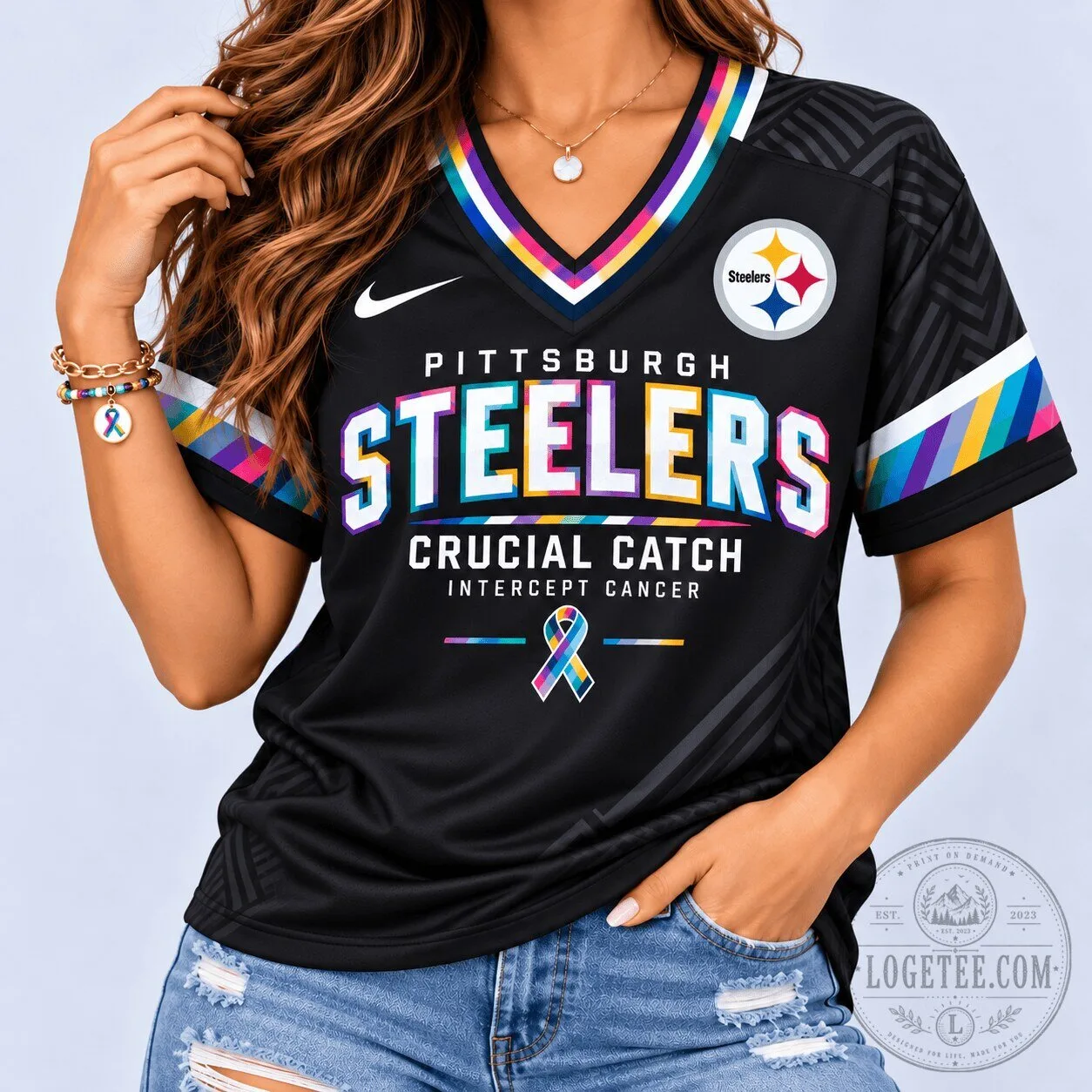 Pittsburgh Steelers Football Jersey for Crucial Catch: Intercept Cancer Edition