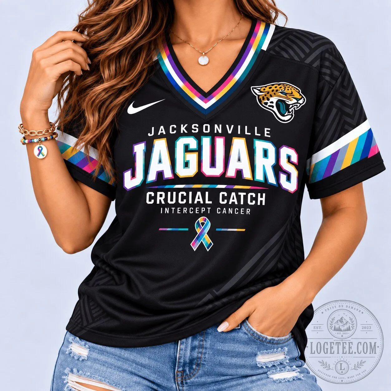 Jacksonville Jaguars Crucial Catch Intercept Cancer NFL Football Jersey
