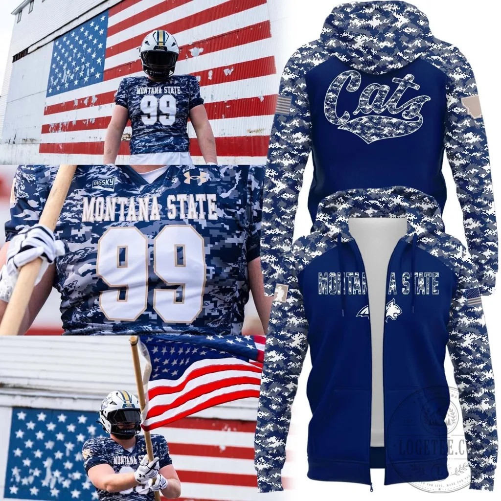 Montana State Bobcats Camouflage Salute To Service Full-Zip Hoodie Montana State Bobcats Camouflage Salute To Service Full-Zip Hoodie