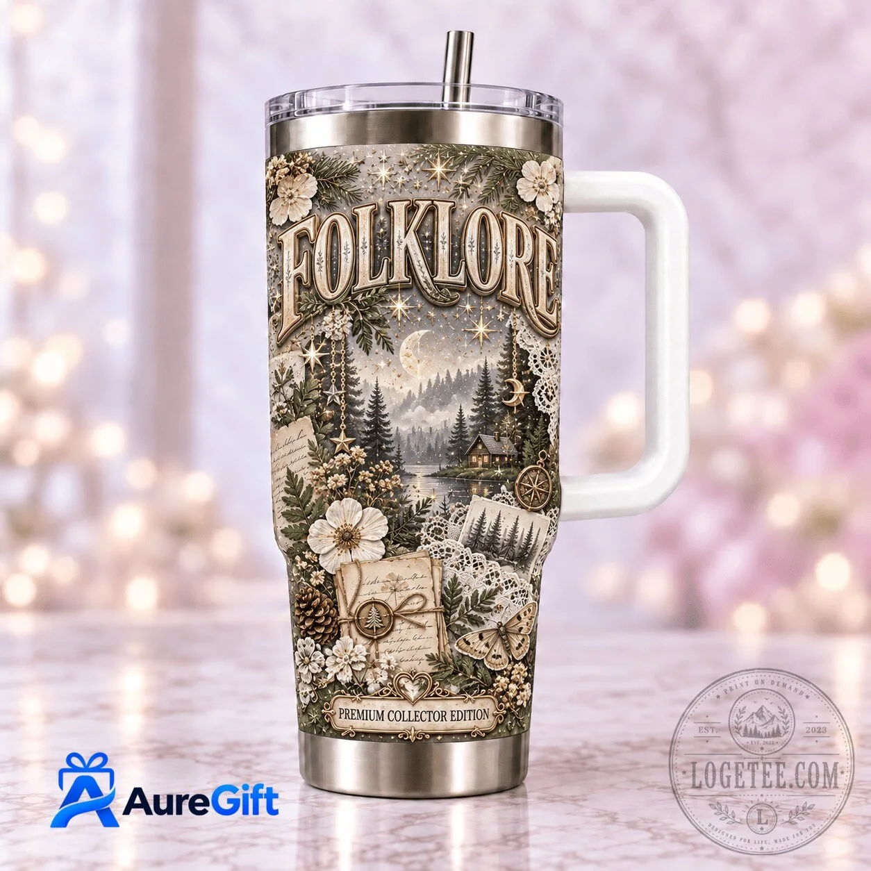 Taylor Swift Folklore Album Christmas Kickoff Tumbler