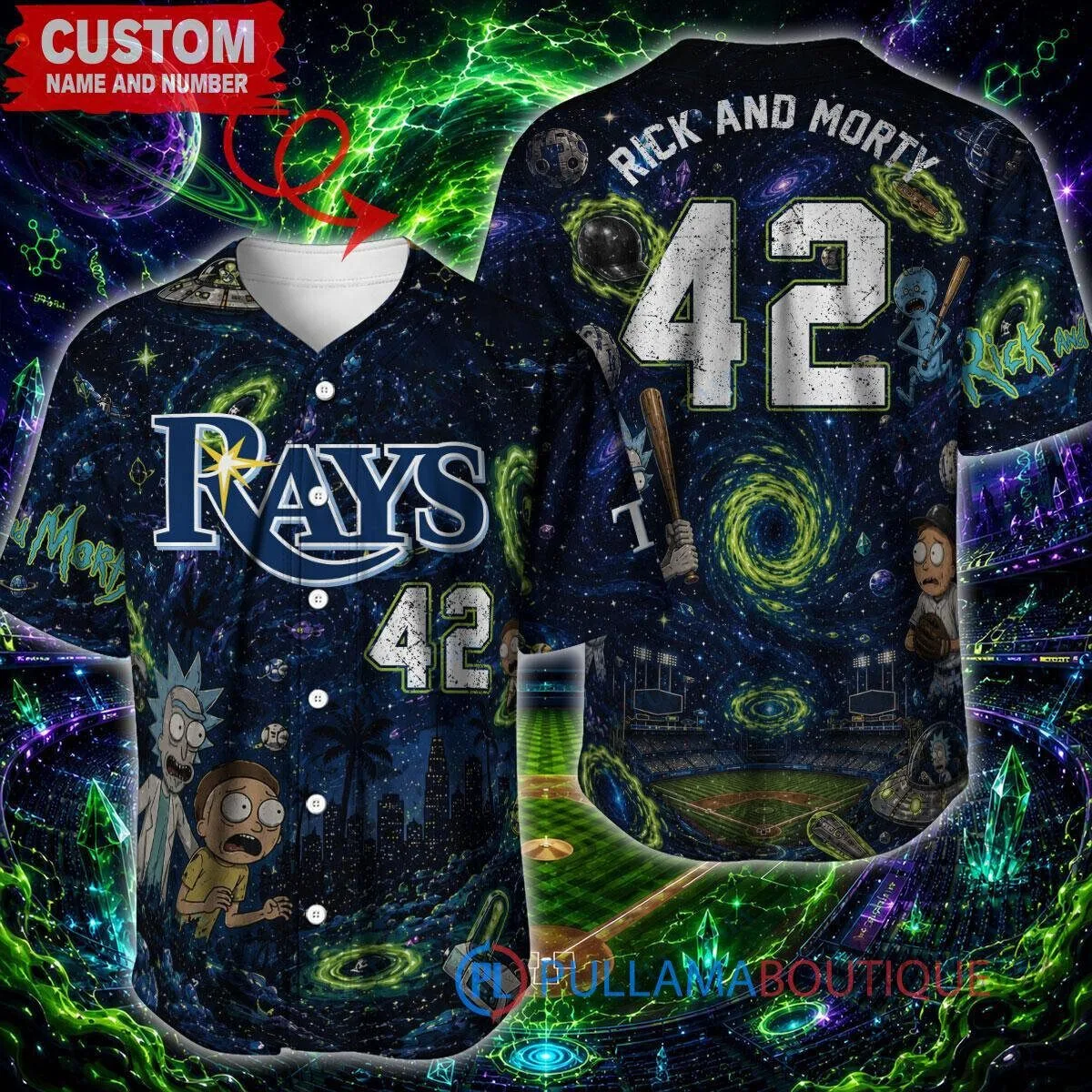 Tampa Bay Rays Baseball Rick and Morty Portal Galaxy Custom Baseball Jersey