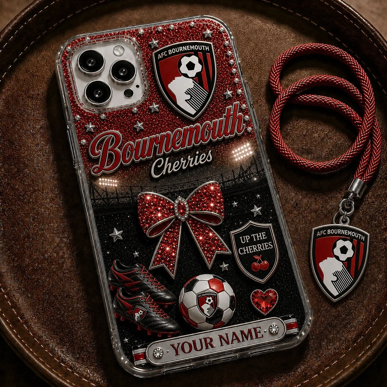 AFC Bournemouth Cherries Football Club Personalized Glitter Phone Case