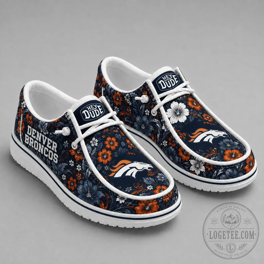 Hey Dude Style Shoes with Floral Pattern for Denver Broncos Fans Hey Dude Style Shoes with Floral Pattern for Denver Broncos Fans