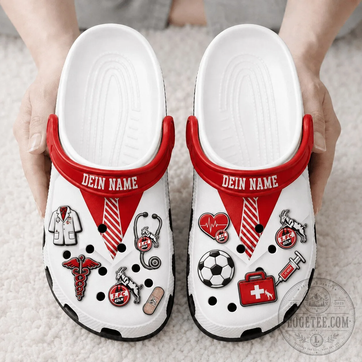 FC Köln Bundesliga Medical Theme Custom Name Clogs Shoes 2 FC Köln Bundesliga Medical Theme Custom Name Clogs Shoes