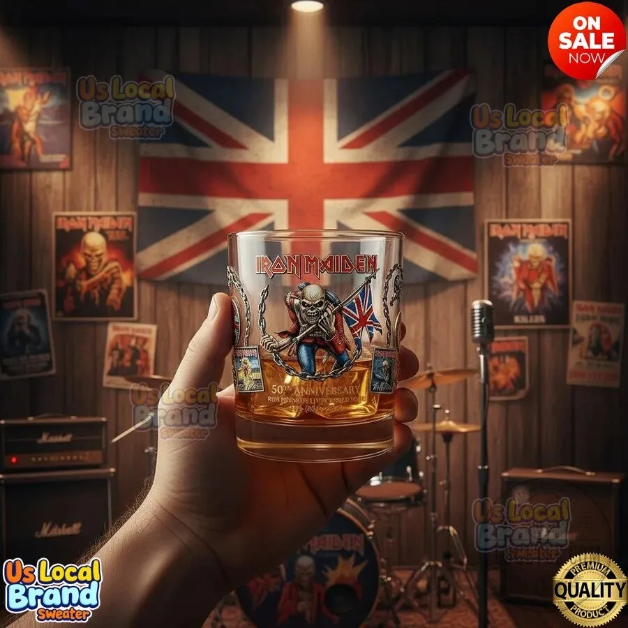 Iron Maiden 50th Anniversary Eddie The Trooper Whiskey Glass