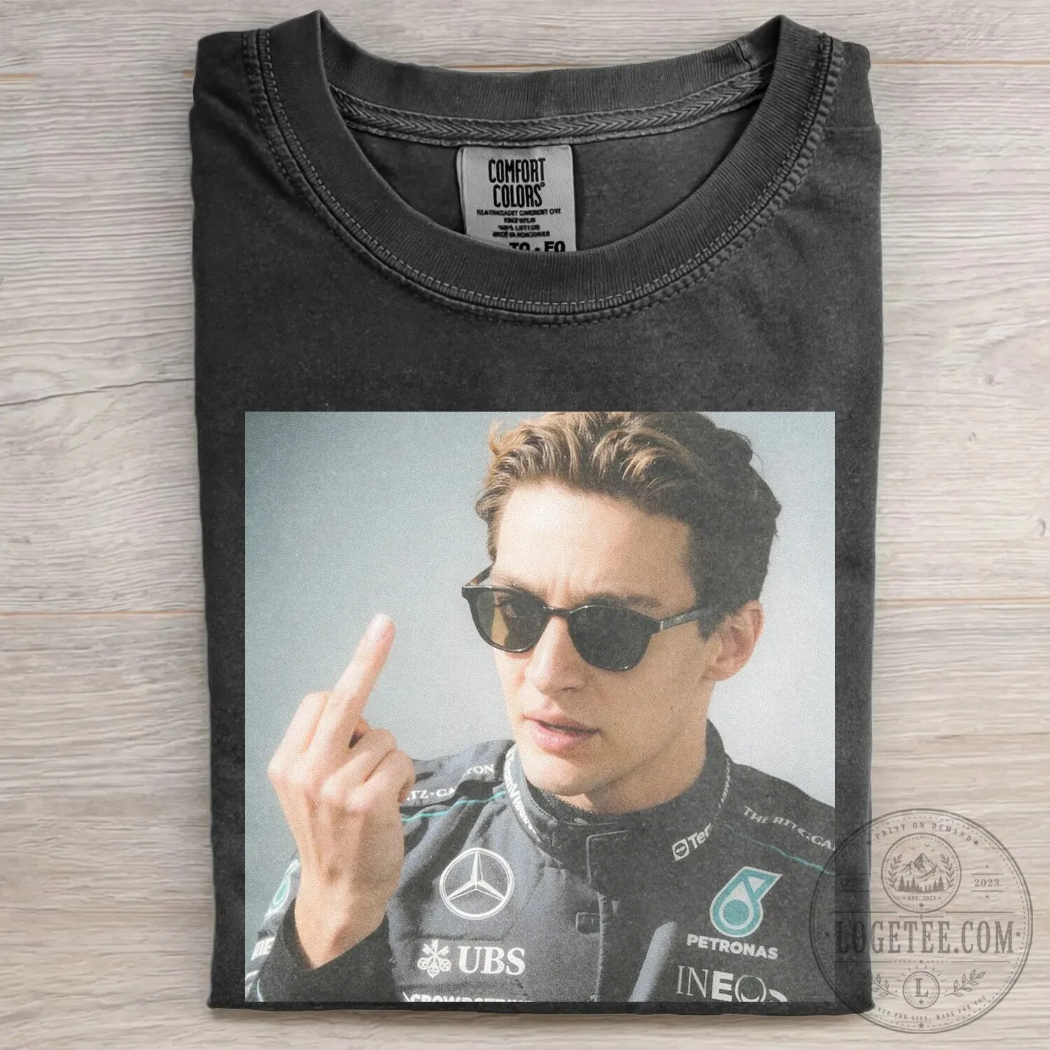 George Russell Funny Meme Middle Finger T-Shirt 2 George Russell Funny Meme Middle Finger T-Shirt