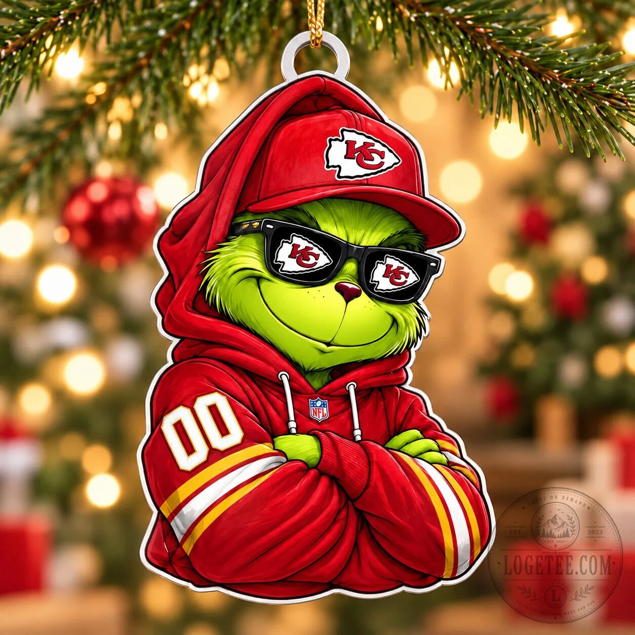 Kansas City Chiefs Grinch Christmas Tree Ornament
