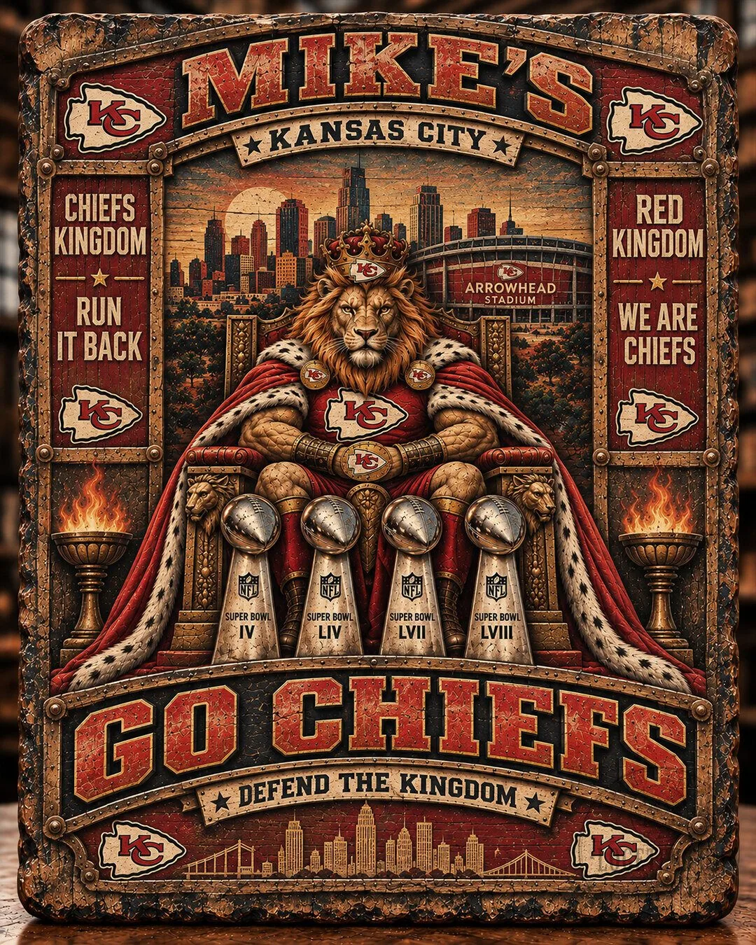 Kansas City Chiefs Super Bowl Champions Lion King Wall Art Plaque 1 Kansas City Chiefs Super Bowl Champions Lion King Wall Art Plaque