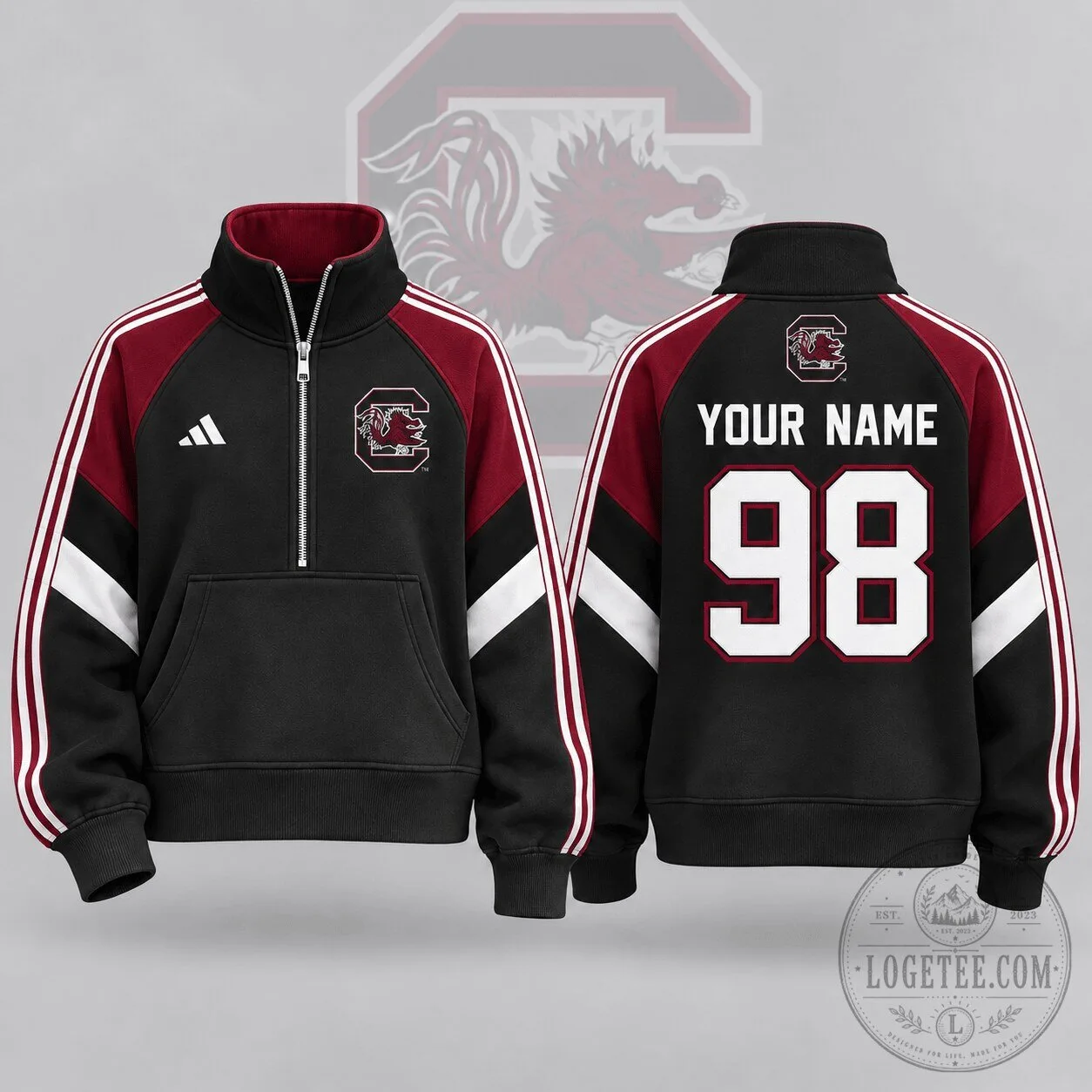 South Carolina Gamecocks Personalized Quarter Zip Sweatshirt