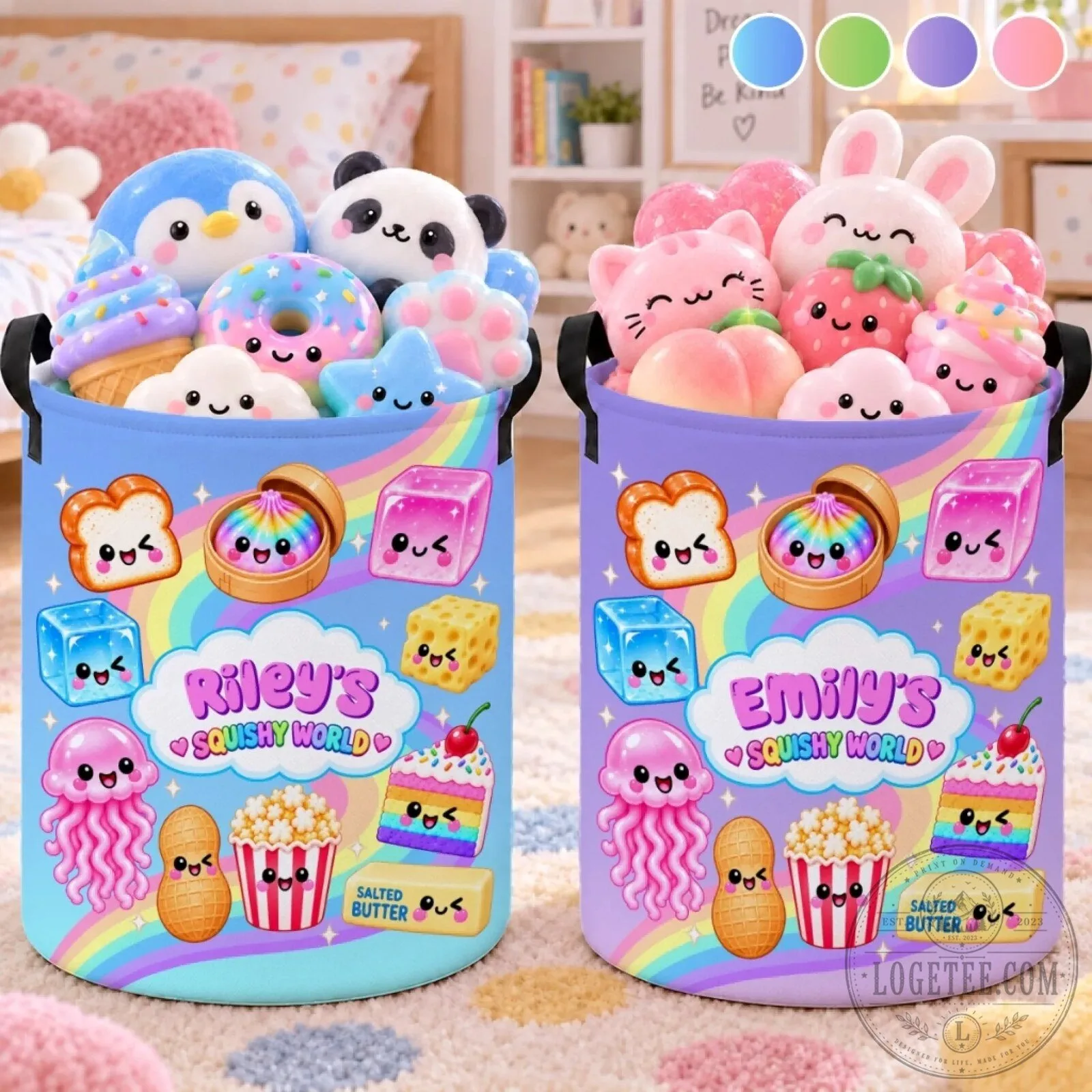 Personalized Squishy World Kids Laundry Basket