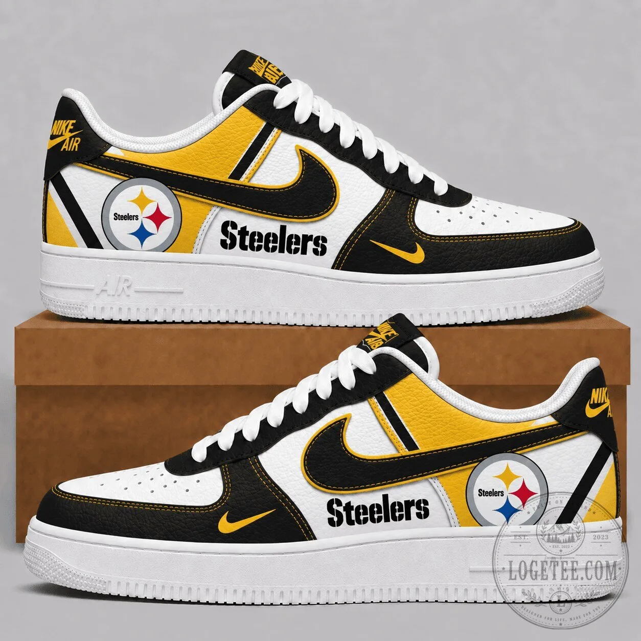 Pittsburgh Steelers NFL Team Logo Black and Yellow Custom Air Force Sneakers 7 Pittsburgh Steelers NFL Team Logo Black and Yellow Custom Air Force Sneakers