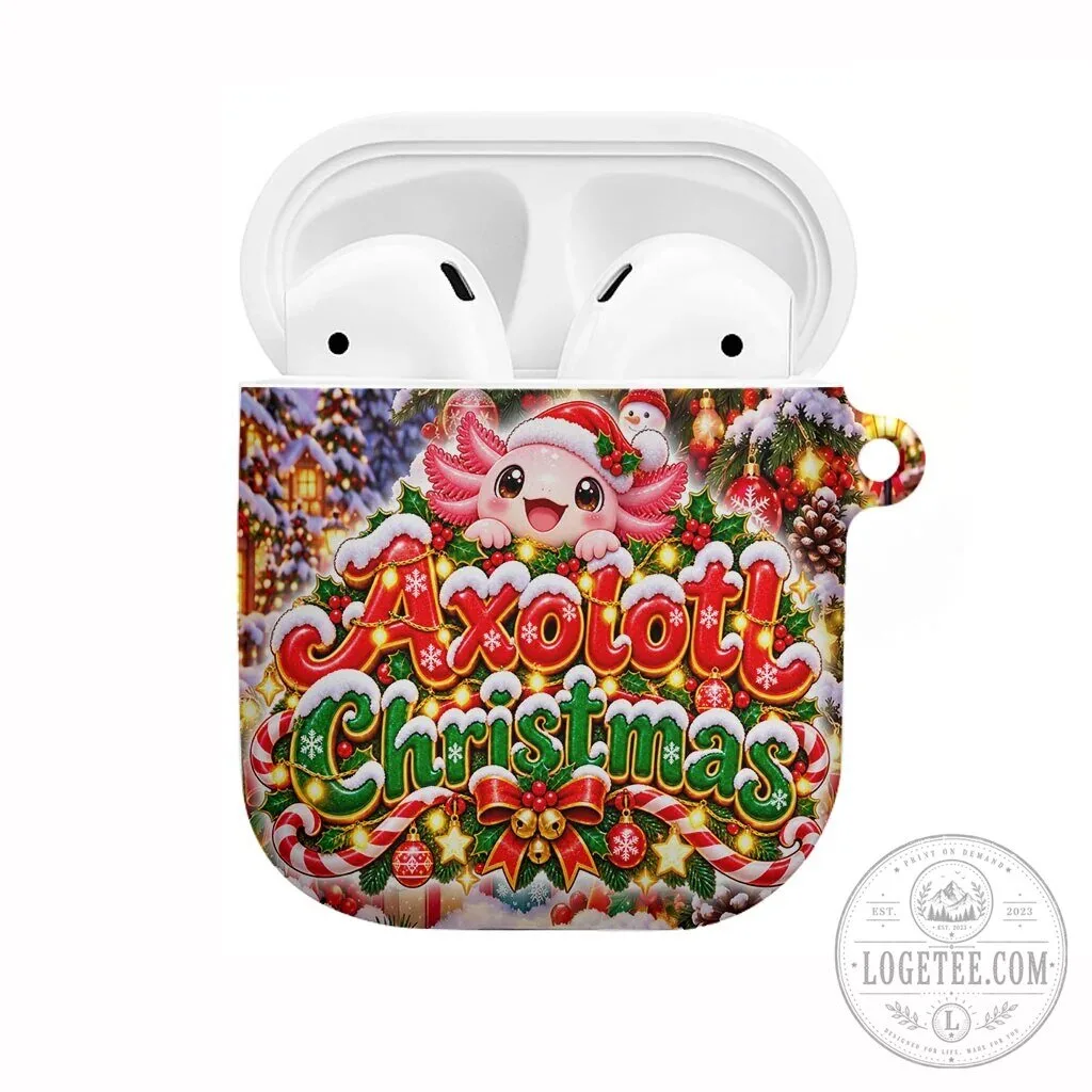Axolotl Christmas Winter Wonderland AirPods Case with Snowflakes