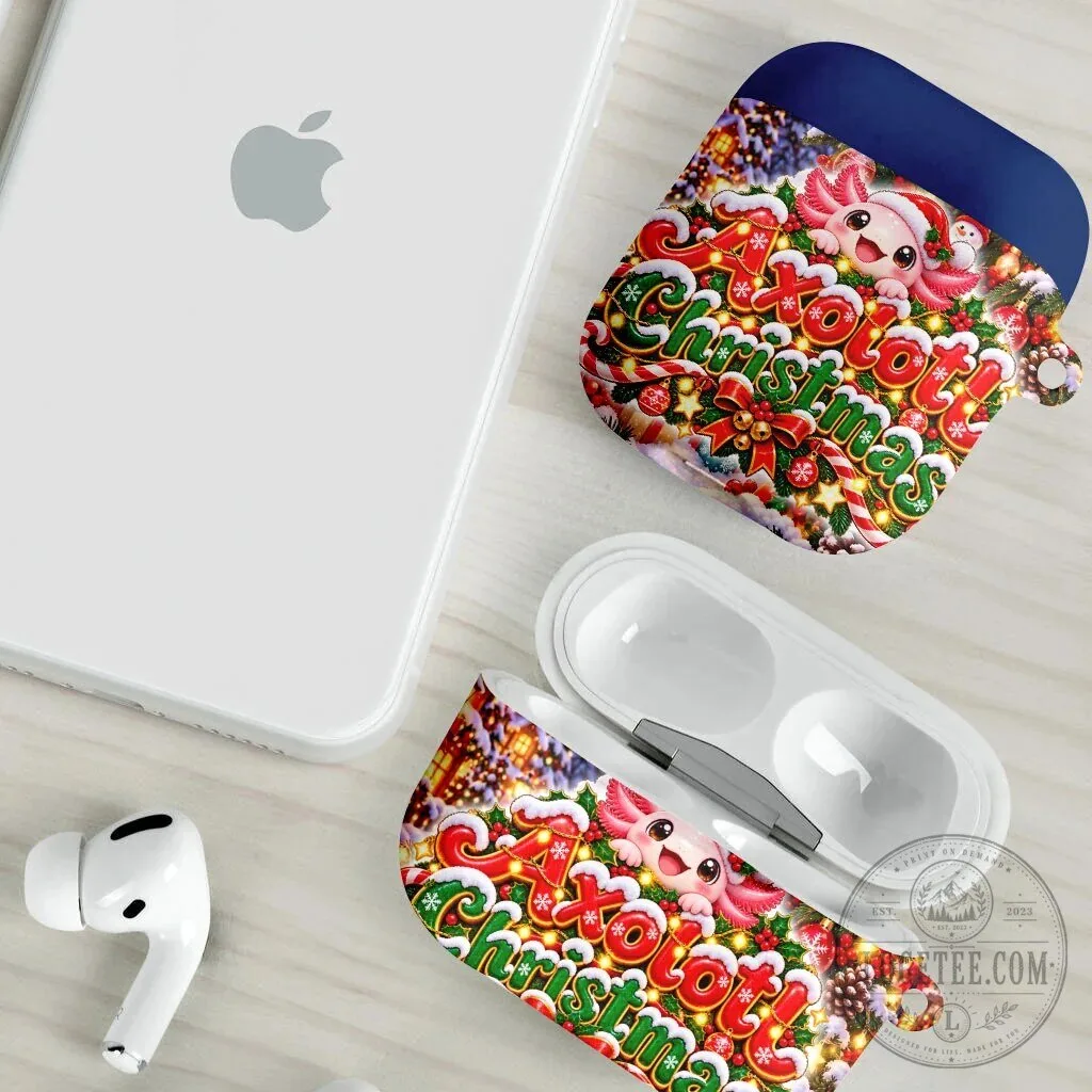 Axolotl Christmas Winter Wonderland AirPods Case with Snowflakes 14 Axolotl Christmas Winter Wonderland AirPods Case with Snowflakes