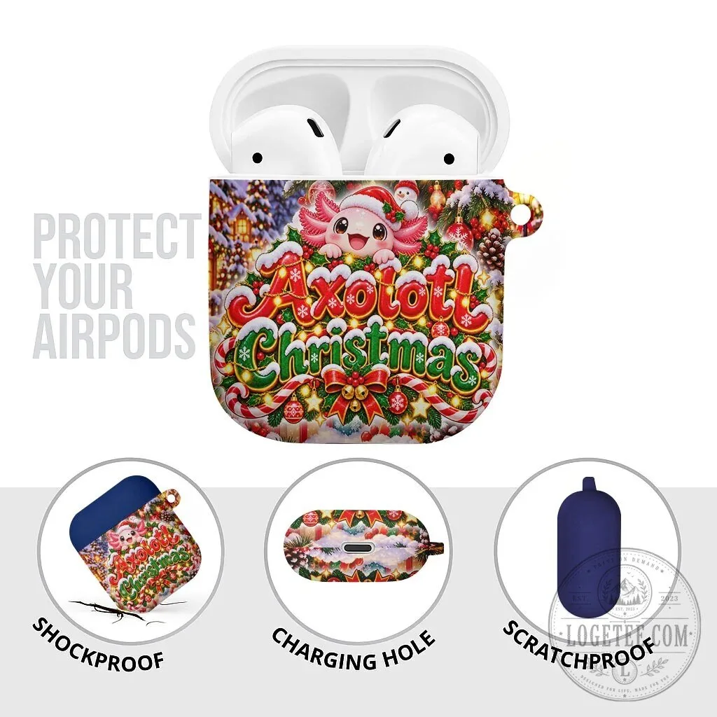 Axolotl Christmas Winter Wonderland AirPods Case with Snowflakes 15 Axolotl Christmas Winter Wonderland AirPods Case with Snowflakes