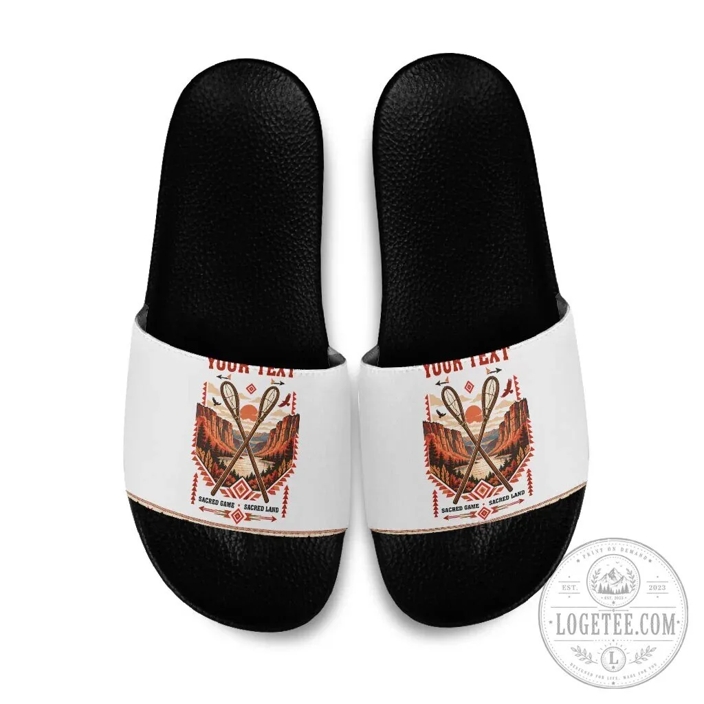 Chahta Yakni Stickball Heritage Native American Tribal Landscape Slide Sandals