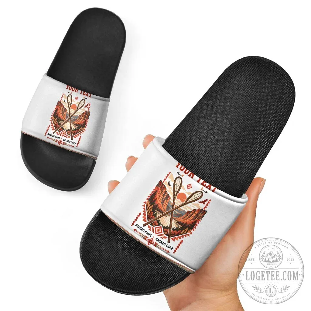 Chahta Yakni Stickball Heritage Native American Tribal Landscape Slide Sandals 11 Chahta Yakni Stickball Heritage Native American Tribal Landscape Slide Sandals