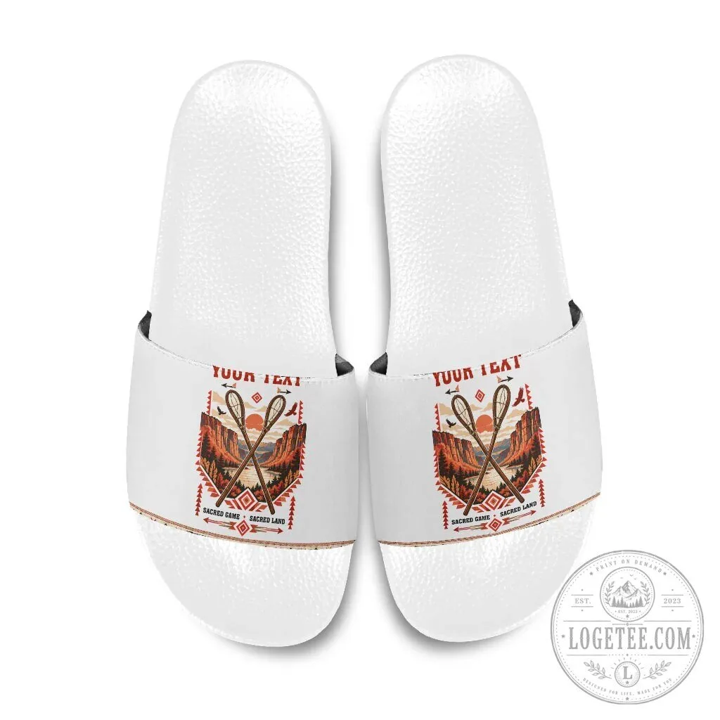 Chahta Yakni Stickball Heritage Native American Tribal Landscape Slide Sandals 12 Chahta Yakni Stickball Heritage Native American Tribal Landscape Slide Sandals