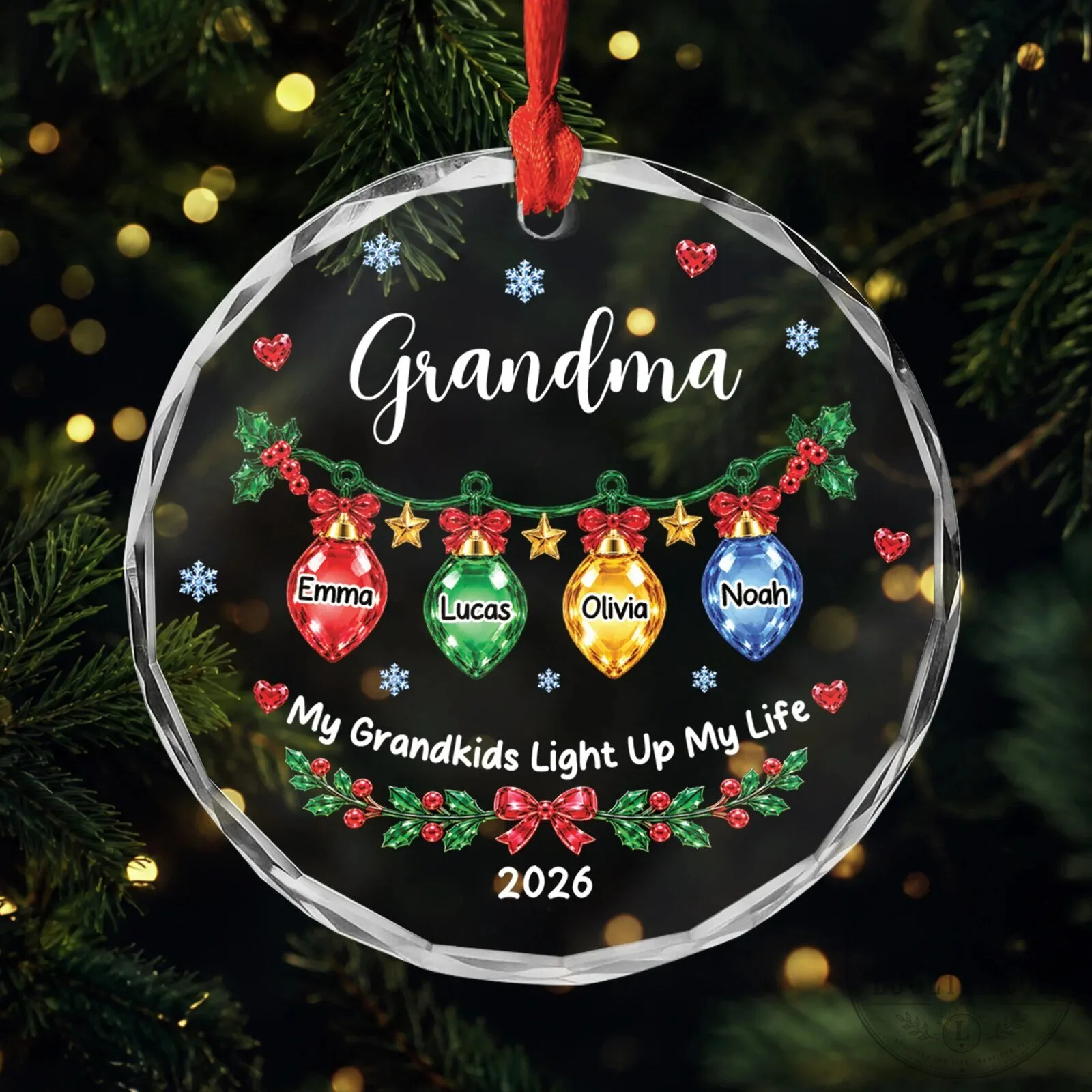 Personalized Grandma My Grandkids Light Up My Life Christmas Tree Ornament