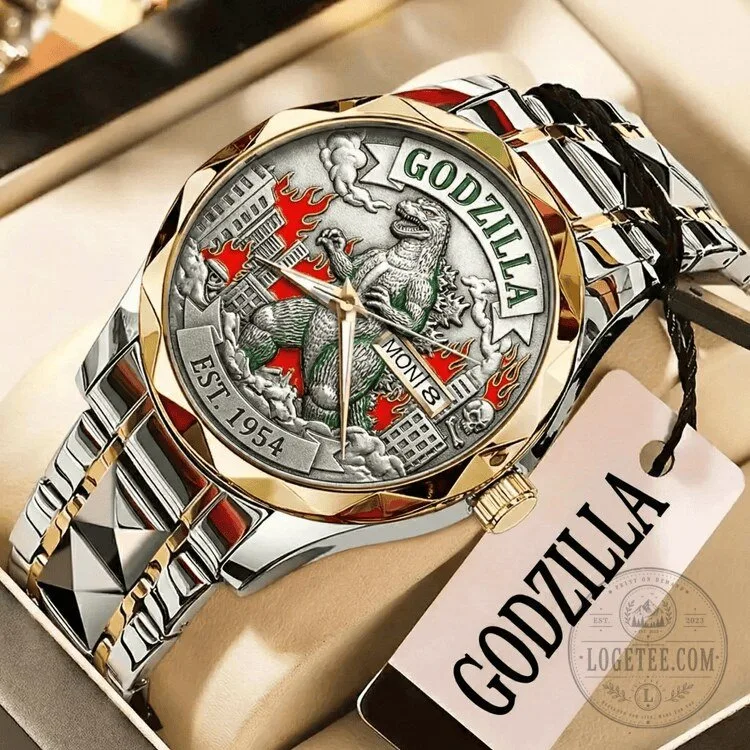 Godzilla King of the Monsters Silver and Gold Tone Stainless Steel Watch