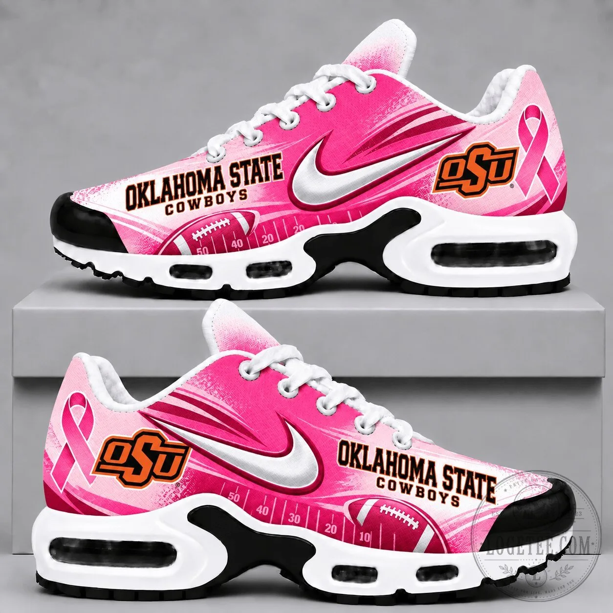 Oklahoma State Cowboys Breast Cancer Awareness Pink Football Sneakers 2 Oklahoma State Cowboys Breast Cancer Awareness Pink Football Sneakers