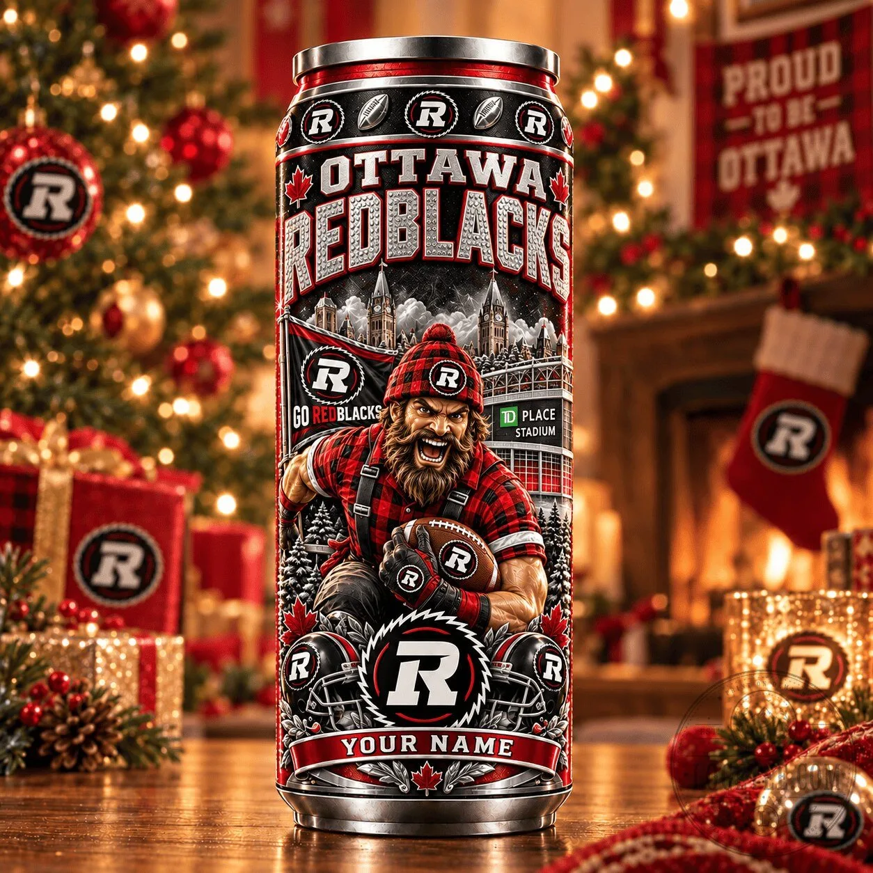 Ottawa Redblacks CFL Football Team Personalized Can Tumbler
