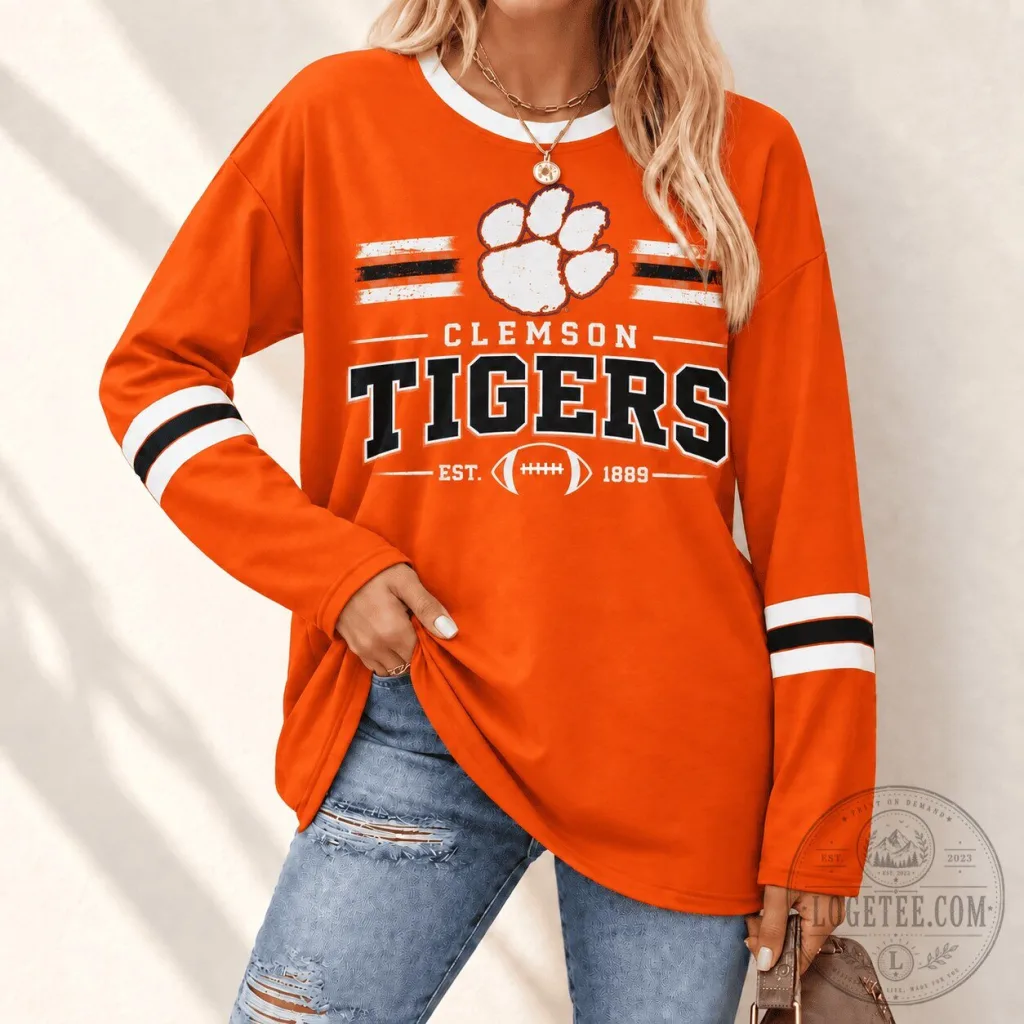 Clemson Tigers Established 1889 Football Team Long Sleeve T-Shirt Clemson Tigers Established 1889 Football Team Long Sleeve T-Shirt