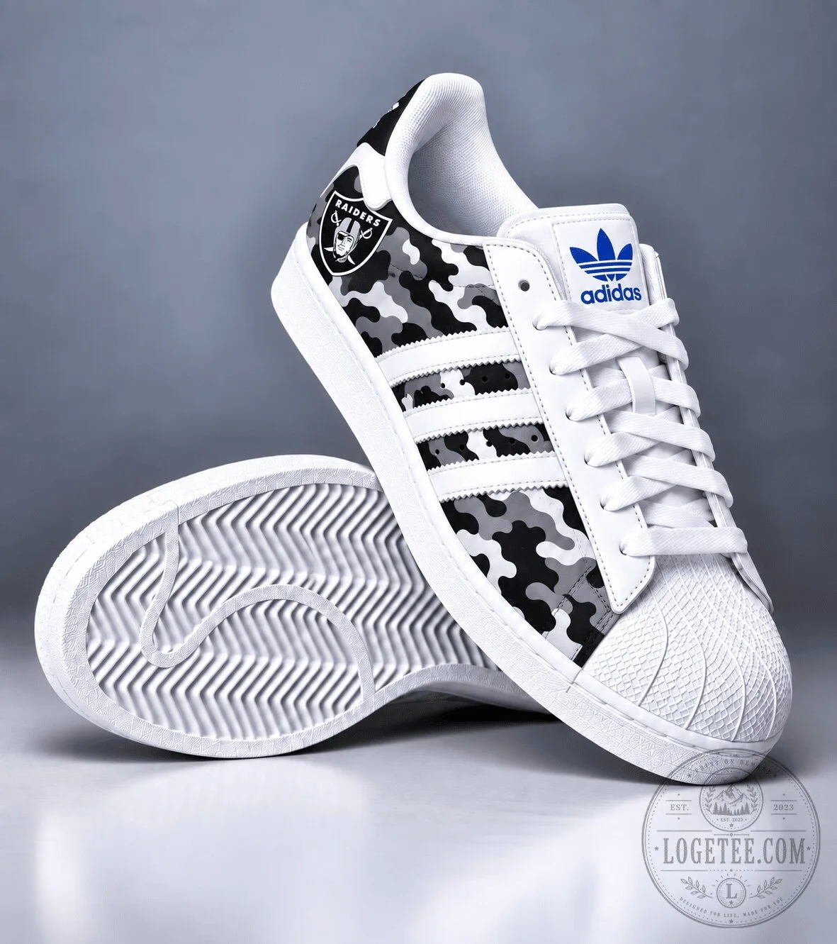 Las Vegas Raiders Camouflage Pattern Adidas Superstar Shoes