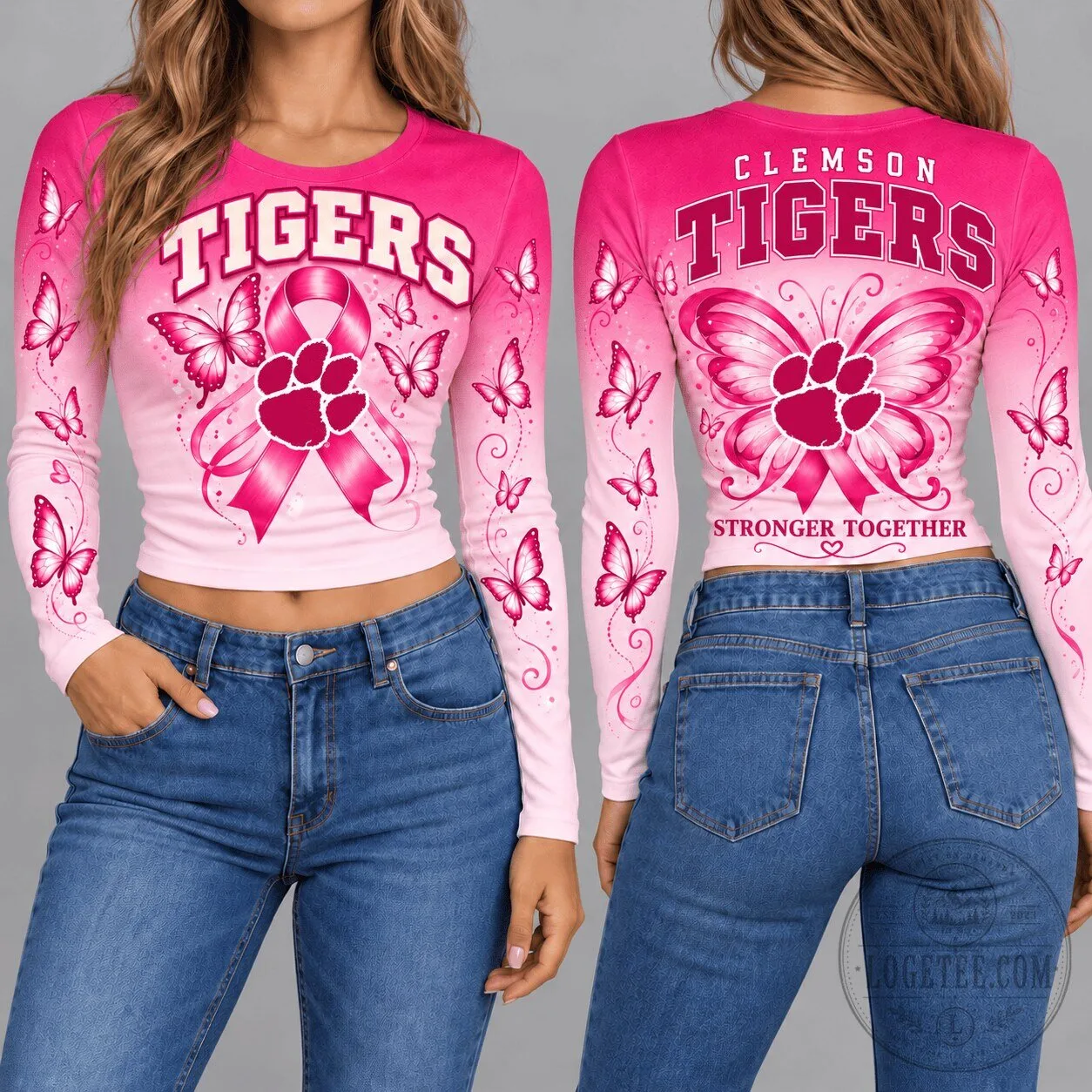 Clemson Tigers Breast Cancer Awareness Pink Ribbon Long Sleeve T-Shirt 1 Clemson Tigers Breast Cancer Awareness Pink Ribbon Long Sleeve T-Shirt