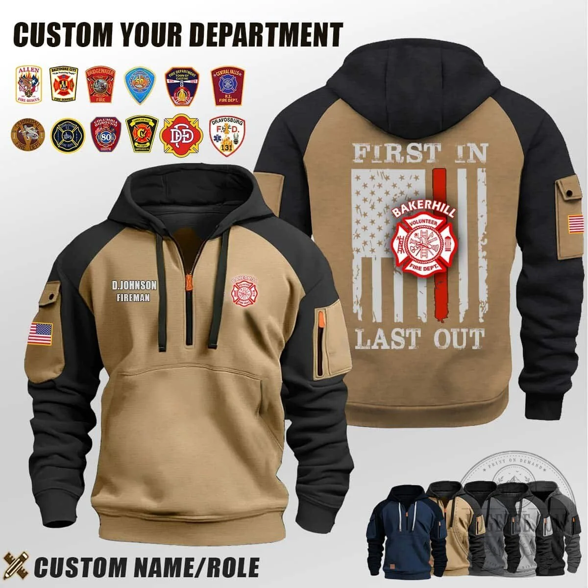 Bakerhill Volunteer Fire Department First In Last Out Half Zip Hoodie 8 Bakerhill Volunteer Fire Department First In Last Out Half Zip Hoodie