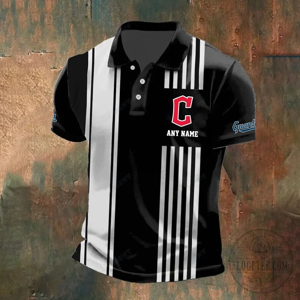 Cleveland Guardians Personalized Black and White Striped Polo Shirt 1 Cleveland Guardians Personalized Black and White Striped Polo Shirt
