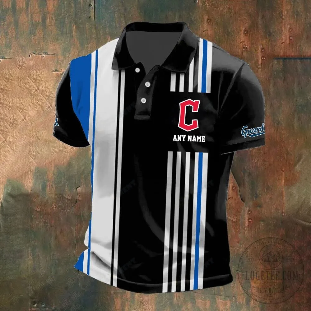Cleveland Guardians Personalized Black and White Striped Polo Shirt 12 Cleveland Guardians Personalized Black and White Striped Polo Shirt