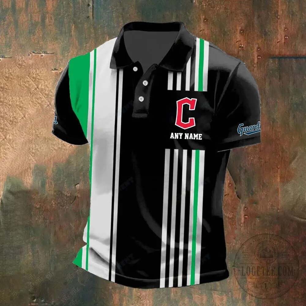 Cleveland Guardians Personalized Black and White Striped Polo Shirt 13 Cleveland Guardians Personalized Black and White Striped Polo Shirt