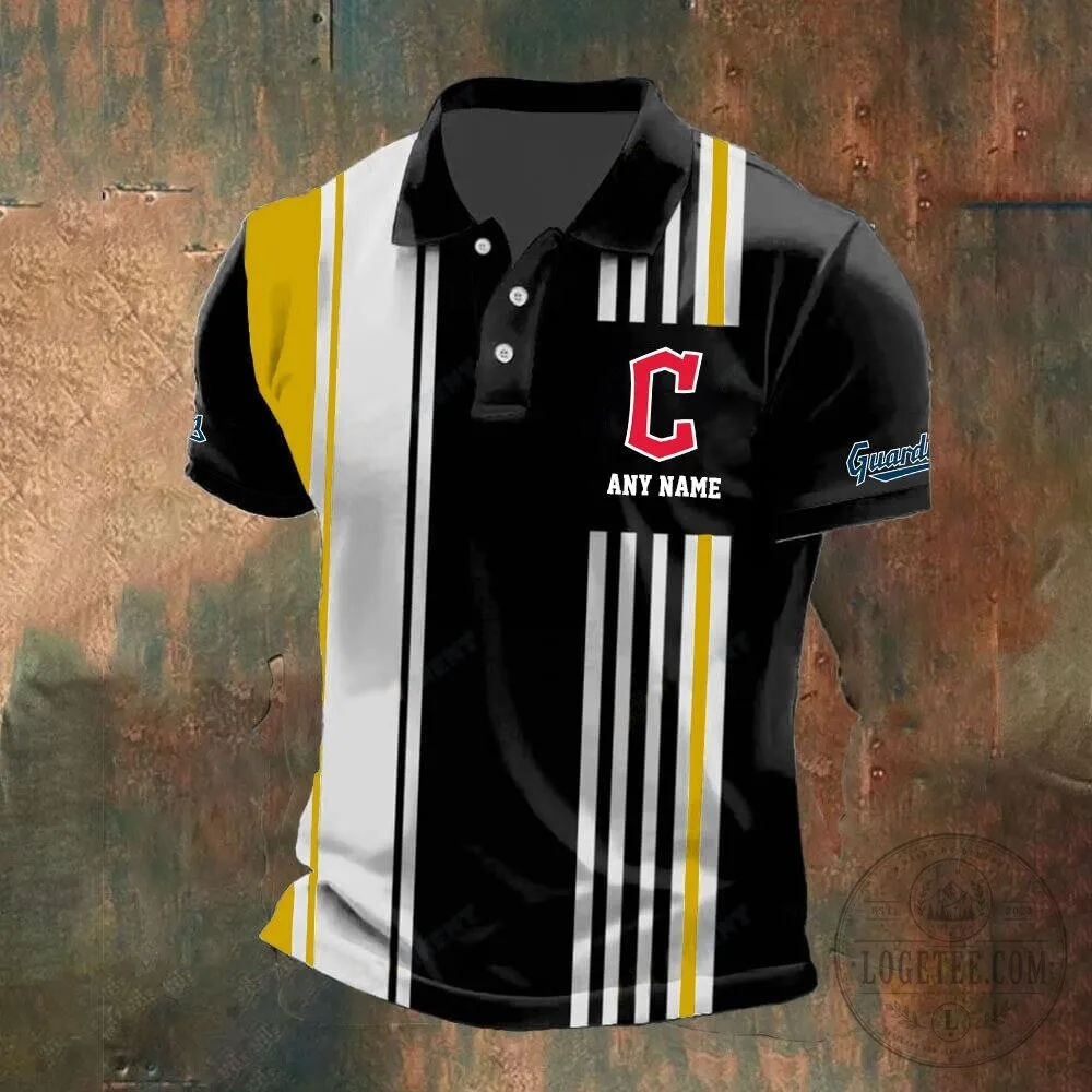 Cleveland Guardians Personalized Black and White Striped Polo Shirt 17 Cleveland Guardians Personalized Black and White Striped Polo Shirt