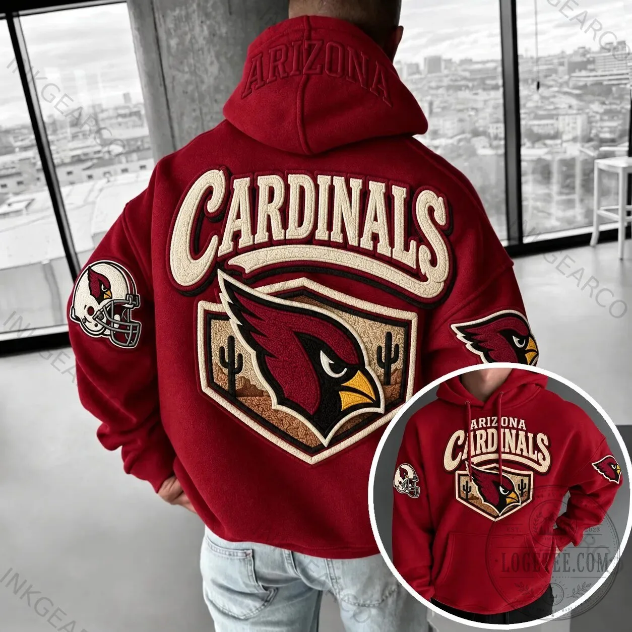 Arizona Cardinals Embroidered Logo Red Hoodie 3 Arizona Cardinals Embroidered Logo Red Hoodie