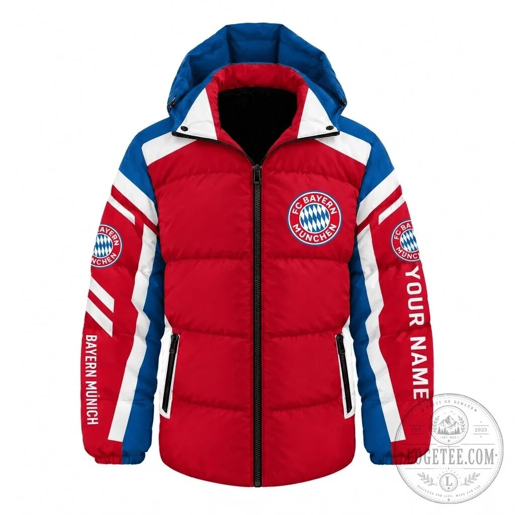 Bayern Munich FC Football Club Winter Puffer Jacket with Custom Name