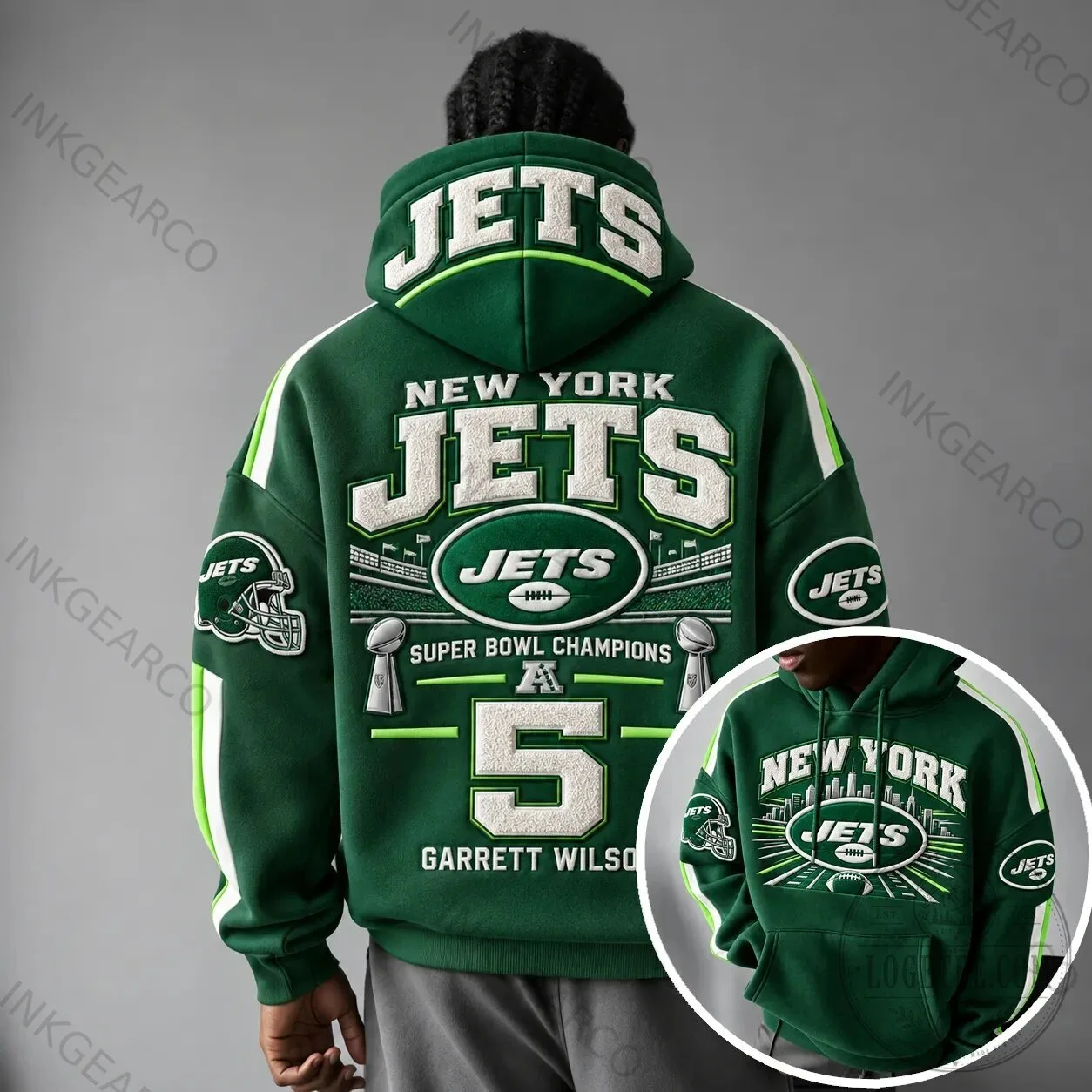 New York Jets Super Bowl Champions Garrett Wilson Football Hoodie
