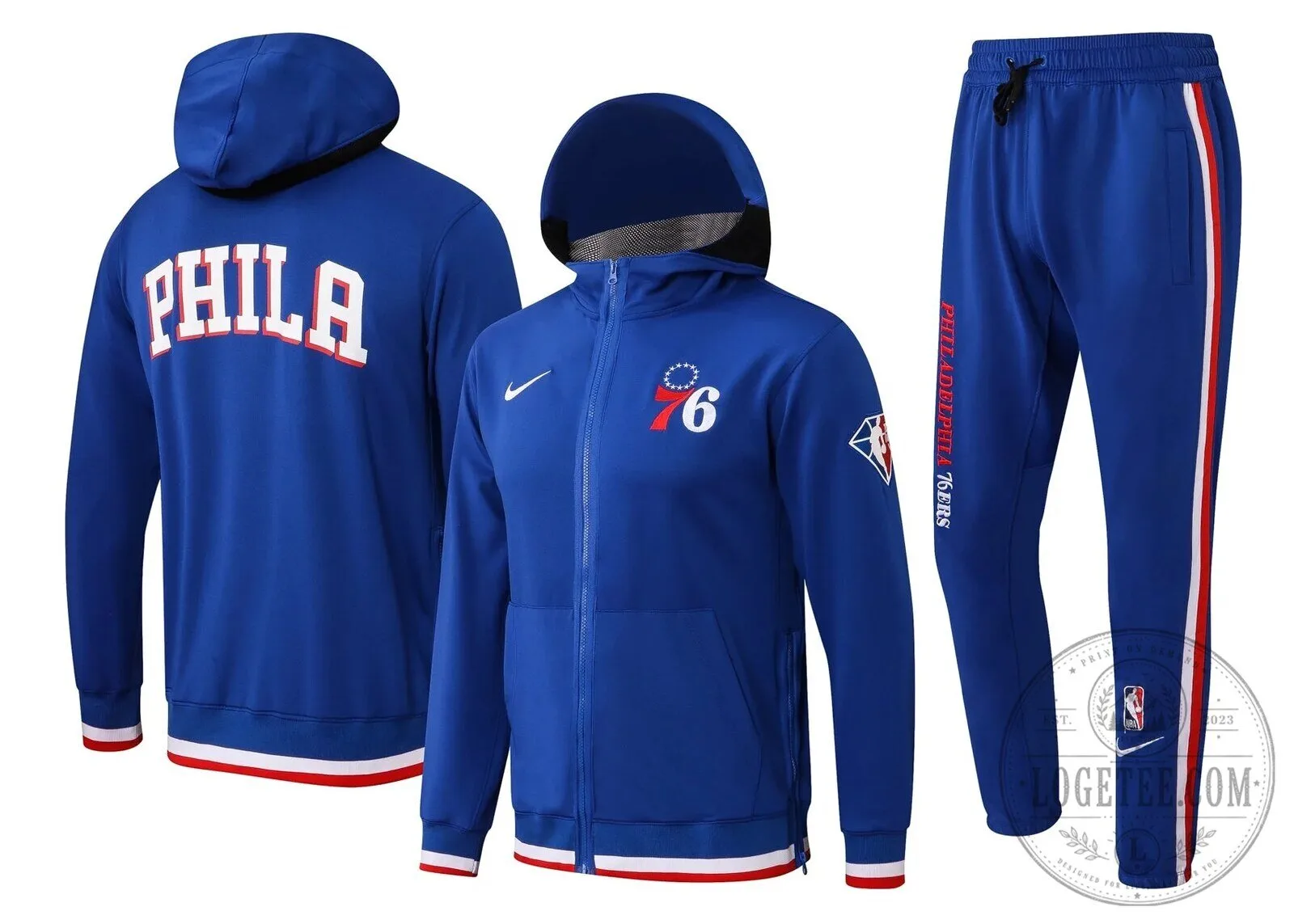 Philadelphia 76ers NBA Royal Blue Therma Flex Showtime Full-Zip Hoodie